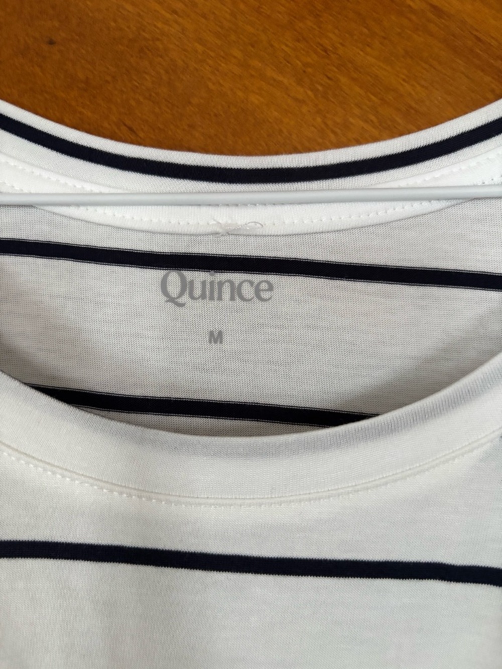 Quince White Tee with Black Stripes - Short Sleeve - Picture 2 of 2